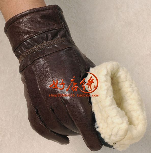 9 years old store winter warm men' leather cycling sheep plush gloves, Blue;gray