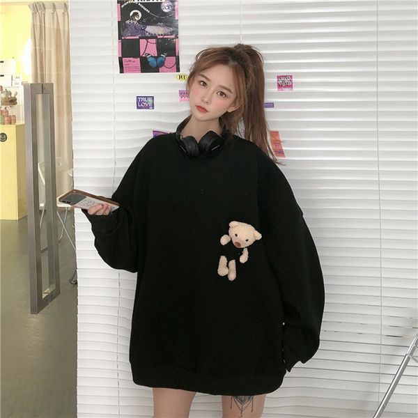 2021 cotton fall new harajuku style cute bear long sleeve thin sweatshirts female students fashion z0z5, Black
2021 cotton fall new harajuku style cute bear long sleeve thin sweatshirts female students fashion z0z5, Black