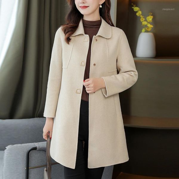 off season single-sided woolen overcoat women's middle long 2021 winter new korean style thin and meat covered overcoat1, Black
off season single-sided woolen overcoat women's middle long 2021 winter new korean style thin and meat covered overcoat1, Black
