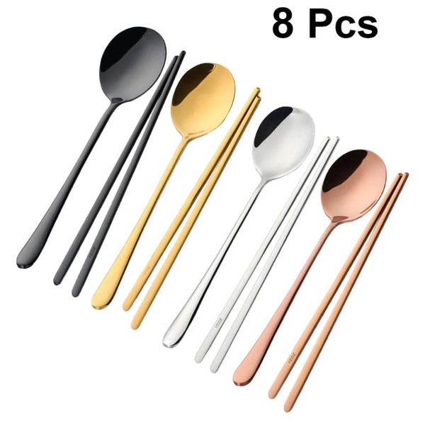 4 sets stainless steel flatware set korean style cutlery solid widetableware spoons chopstick for banquet party (golden + silver
4 sets stainless steel flatware set korean style cutlery solid widetableware spoons chopstick for banquet party (golden + silver