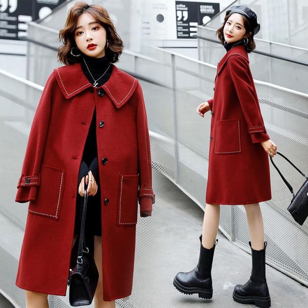 women's wool & blends 2021 autumn/winter korean version of loose hair coat female middle-length small college cape, Black
women's wool & blends 2021 autumn/winter korean version of loose hair coat female middle-length small college cape, Black