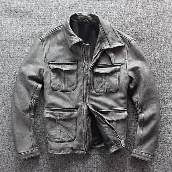 men's leather & faux vintage casual style plus size mens jacket real cow skin redo coat, Black
men's leather & faux vintage casual style plus size mens jacket real cow skin redo coat, Black