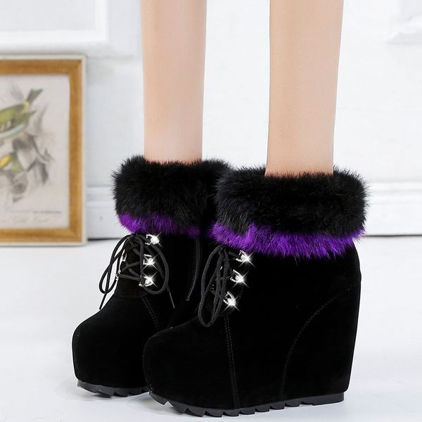 rimocy crystal lace up fluffy fur ankle boots women super high heels wedges snow boots winter warm plush plaform shoes woman y1221, Black
rimocy crystal lace up fluffy fur ankle boots women super high heels wedges snow boots winter warm plush plaform shoes woman y1221, Black