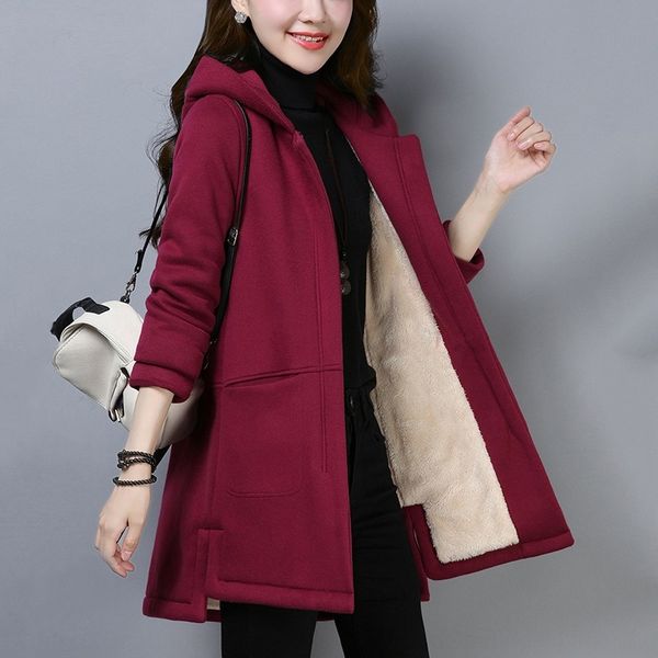 o8m07 new autumn and winter women's thickened fleece coat sweater coat women's mid-length long sleeve large size loose hooded swea, Black
o8m07 new autumn and winter women's thickened fleece coat sweater coat women's mid-length long sleeve large size loose hooded swea, Black