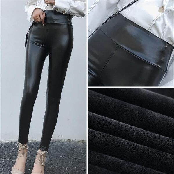 autumn winter women high waist faux leather leggings thin amp;thick slim fitness pu leather pants plus velvet warm, Black
autumn winter women high waist faux leather leggings thin amp;thick slim fitness pu leather pants plus velvet warm, Black