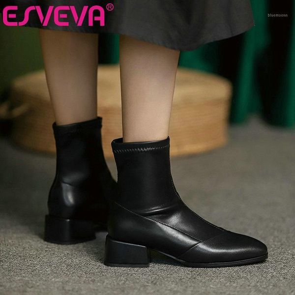 esveva 2021 round toe pu leather classic fashion square med heel ankle boots black platform women boots slip on big size 34-431
esveva 2021 round toe pu leather classic fashion square med heel ankle boots black platform women boots slip on big size 34-431