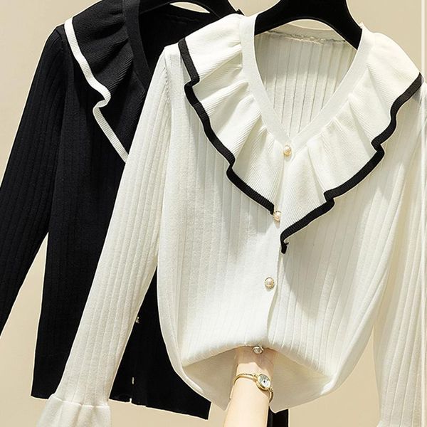 ljsxls pull femme autumn winter casual ruffles sweater women sweet v-neck flare sleeve sweaters womens pullovers black white, White;black
ljsxls pull femme autumn winter casual ruffles sweater women sweet v-neck flare sleeve sweaters womens pullovers black white, White;black