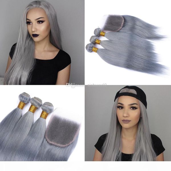 4pcs lot silver grey 4*4 lace closure with 3pcs silky straight hair bundles ing, Black;brown
4pcs lot silver grey 4*4 lace closure with 3pcs silky straight hair bundles ing, Black;brown