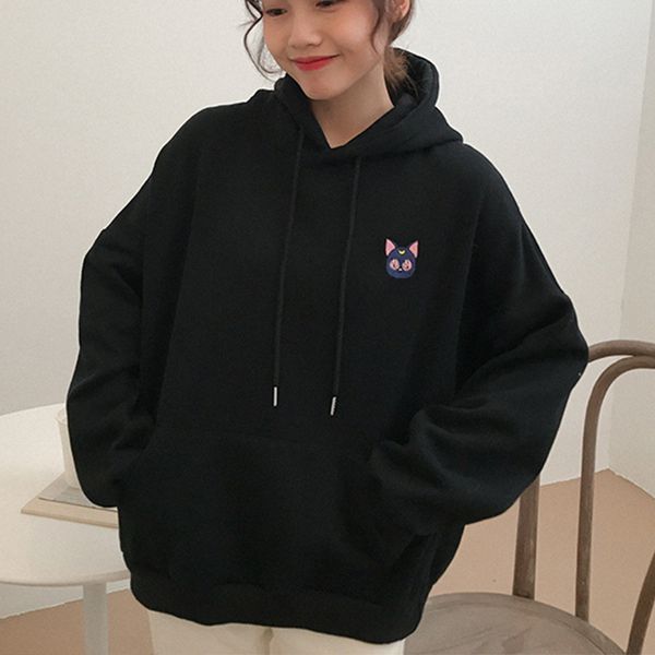 women's sweatshirts moon cat pink embroidered hoodies female kawaii korean style 2020 spring loose sweatshirt hooded pullovers lj201102, Black
women's sweatshirts moon cat pink embroidered hoodies female kawaii korean style 2020 spring loose sweatshirt hooded pullovers lj201102, Black