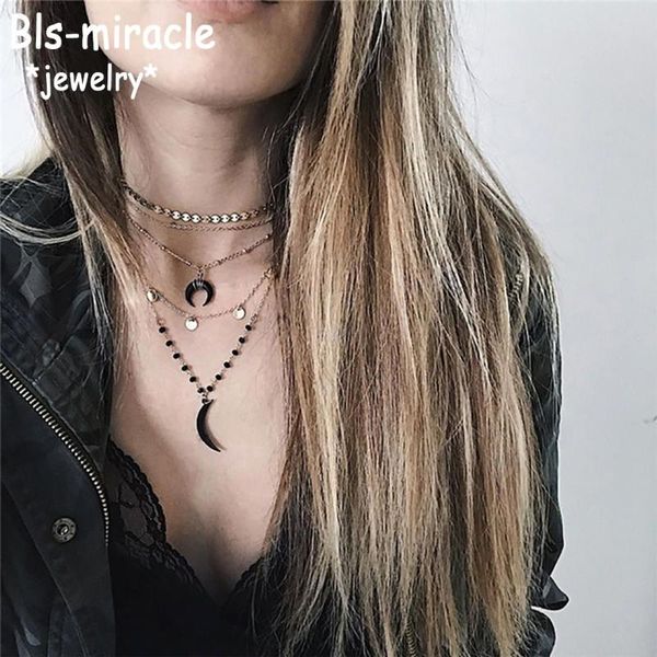 boho fashion color black horns sequined moon pendant necklaces for women vintage gold necklace multilayer female jewelry gift, Silver
boho fashion color black horns sequined moon pendant necklaces for women vintage gold necklace multilayer female jewelry gift, Silver