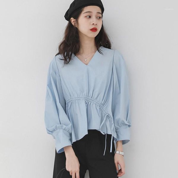 blouse women fashion solid color personality drawstring shirt female v-neck long sleeve girlfriends shirts loose irregular 1, White
blouse women fashion solid color personality drawstring shirt female v-neck long sleeve girlfriends shirts loose irregular 1, White