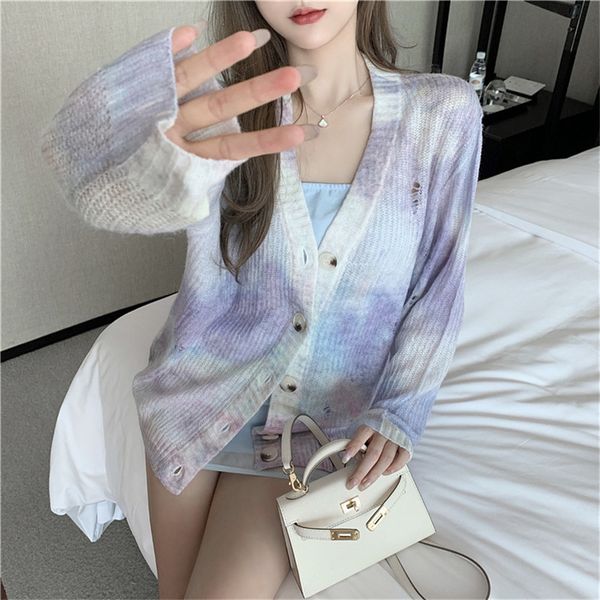 2021 new sweet female sweaters gradient color v-neck loose mesh cardigan fashion streetwear thin autumn jumpers 9uri, White;black
2021 new sweet female sweaters gradient color v-neck loose mesh cardigan fashion streetwear thin autumn jumpers 9uri, White;black