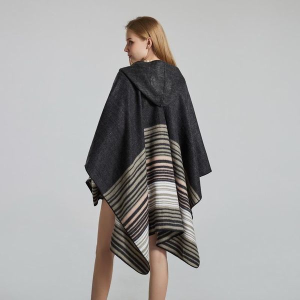 scarves 2021 hijab winter fashion lady with a hat cloak shawl european and american street stripe jacquard amazon style, Blue;gray
scarves 2021 hijab winter fashion lady with a hat cloak shawl european and american street stripe jacquard amazon style, Blue;gray