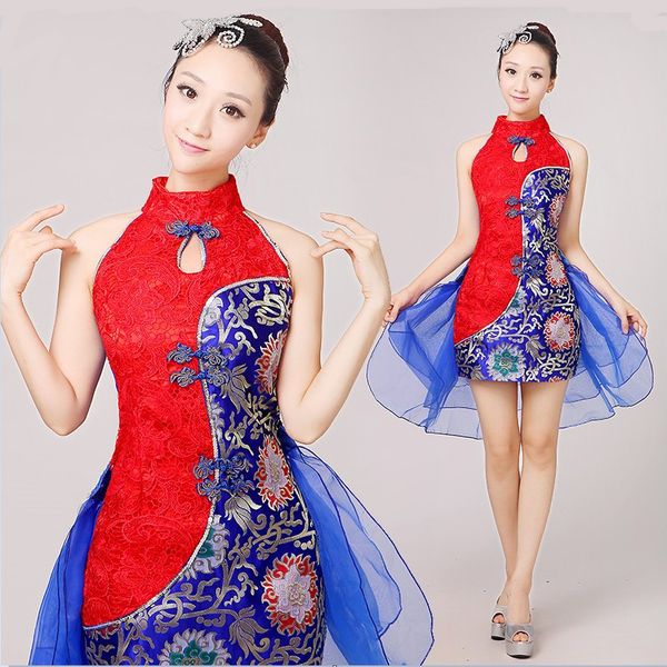 fancy stage performance clothing women festival ethnic yangko dance wear mordern cheongsam style dance costumes for singers, Black;red
fancy stage performance clothing women festival ethnic yangko dance wear mordern cheongsam style dance costumes for singers, Black;red