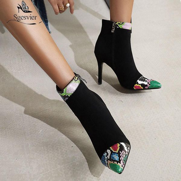 boots sgesvier 2021 arrive party wedding shoes women ankle pointed toe zipper mixed colors snake thin high heel woman, Black
boots sgesvier 2021 arrive party wedding shoes women ankle pointed toe zipper mixed colors snake thin high heel woman, Black