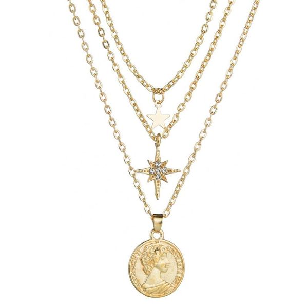 pendant necklaces 2021 fashionable style portrait coin star four layer necklace for women geometric chain suspension jewelry, Silver
pendant necklaces 2021 fashionable style portrait coin star four layer necklace for women geometric chain suspension jewelry, Silver