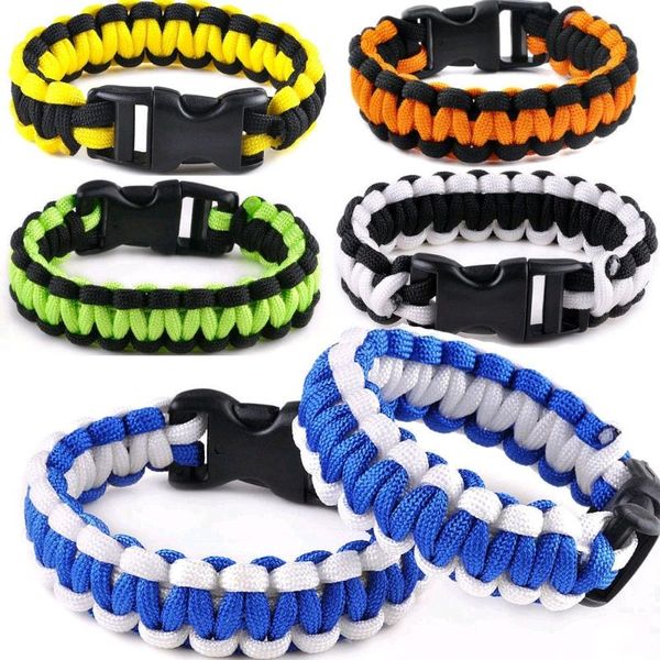 self-rescue camping paracord parachute cord bracelets survival whistle buckle, Black 
self-rescue camping paracord parachute cord bracelets survival whistle buckle, Black