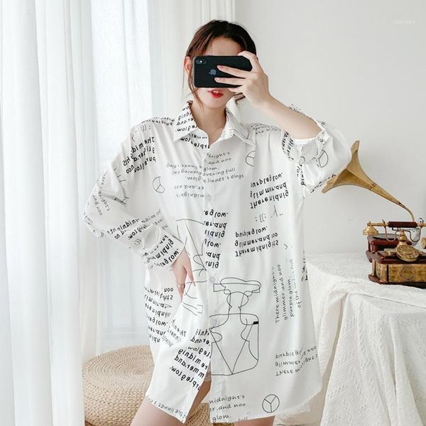 women loose nightgown white printed sleep shirt satin nightdress female casual sleepwear silky night dress summer home dress1, Black;red
women loose nightgown white printed sleep shirt satin nightdress female casual sleepwear silky night dress summer home dress1, Black;red
