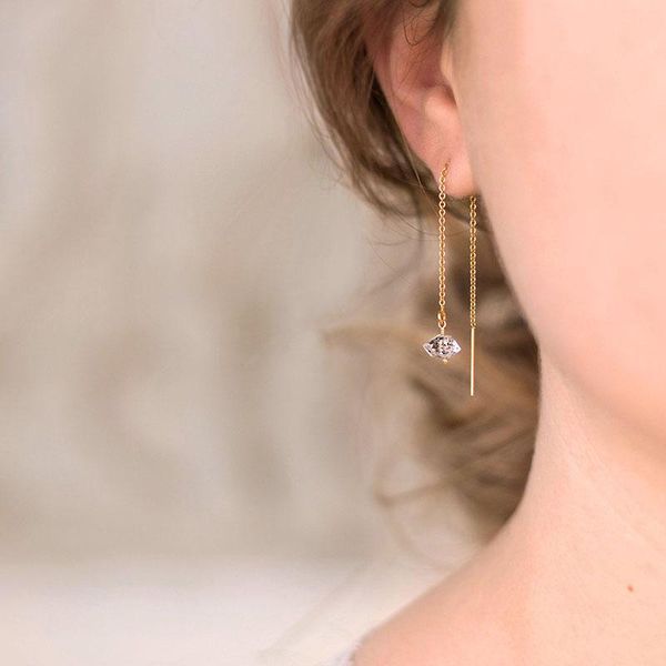bohemian natural stone crystal gem stone dangle threader gold chain long earrings for women simple jewelry, Silver
bohemian natural stone crystal gem stone dangle threader gold chain long earrings for women simple jewelry, Silver