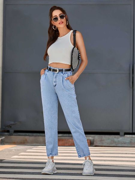 2020 clothing small fresh straight tube show thin high waist jeans women's autumn and winter belt, Blue
2020 clothing small fresh straight tube show thin high waist jeans women's autumn and winter belt, Blue