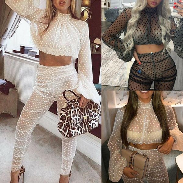 new style women set see through summer dot sheer mesh crop and long pants 2 pcs long sleeve set fashion 20191, White
new style women set see through summer dot sheer mesh crop and long pants 2 pcs long sleeve set fashion 20191, White