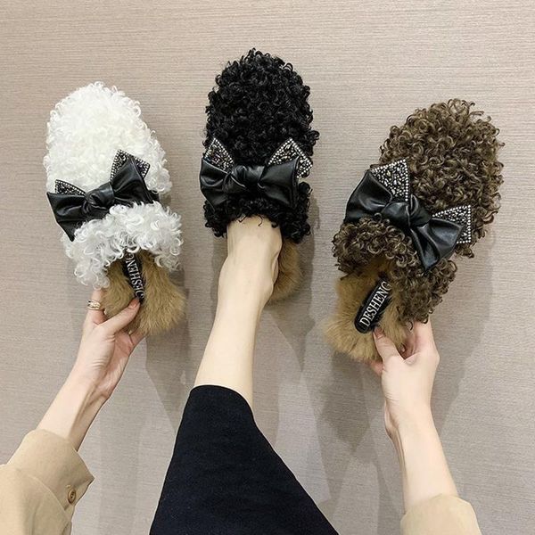 female shoes slippers casual fur flip flops flock cover toe butterfly-knot low slides 2020 luxury plush flat soft with fur, Black
female shoes slippers casual fur flip flops flock cover toe butterfly-knot low slides 2020 luxury plush flat soft with fur, Black