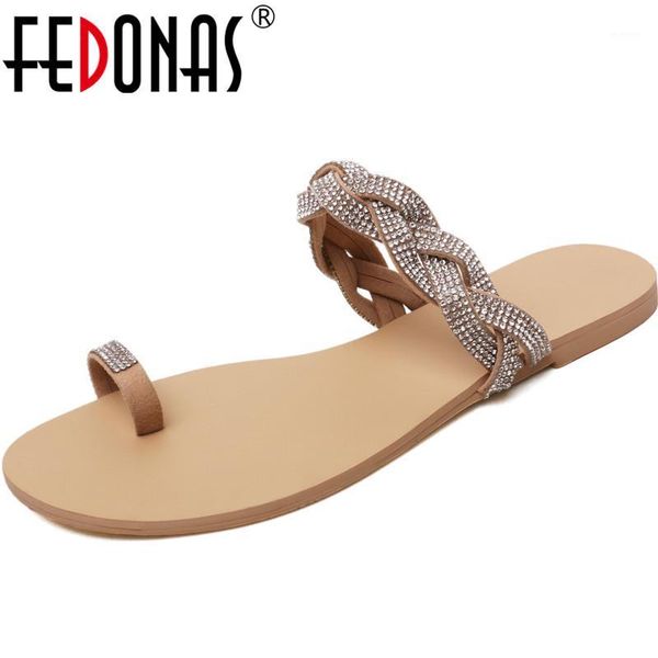 fedonas rhinestone sweet sandals platforms flats casual basic party women sandals summer spring elegant glitters shoes woman1, Black