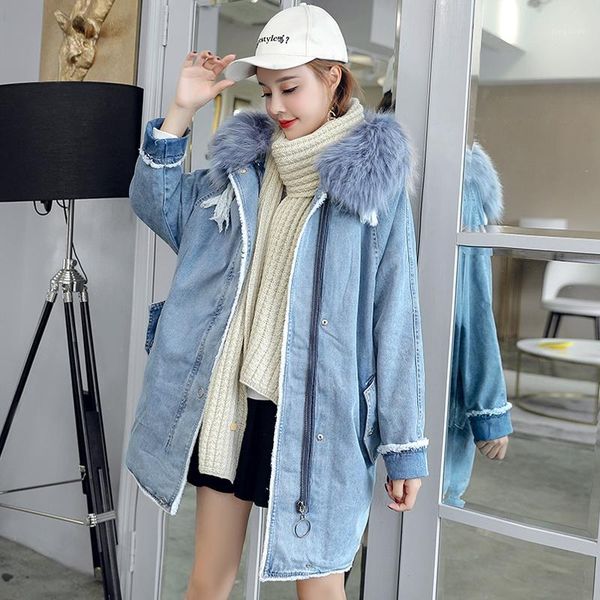 parkas women new denim coat winter thick warm cotton jacket loose medium long hooded big fur collar denim coats female jacket1, Black
parkas women new denim coat winter thick warm cotton jacket loose medium long hooded big fur collar denim coats female jacket1, Black