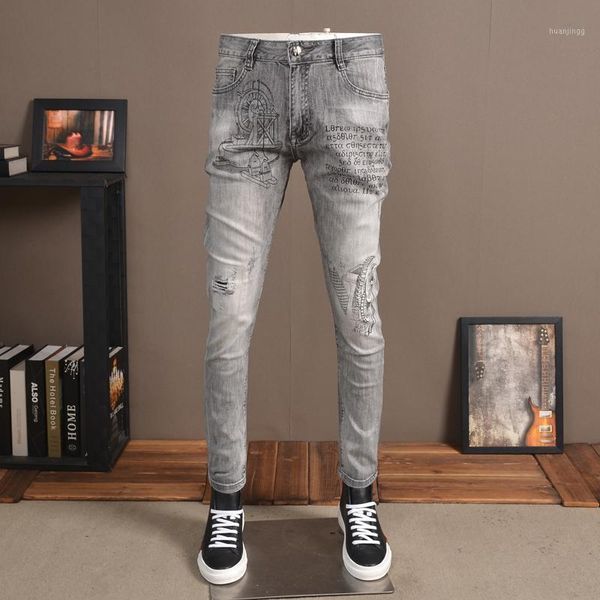 jeans vintage print ripped men 2020 summer thin slim fit grey jean1, Blue
jeans vintage print ripped men 2020 summer thin slim fit grey jean1, Blue