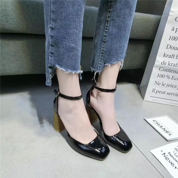 dress shoes spring fashion women's high heels square root patent leather head mary jane elegant and simple toe cap pumps u22-23, Black
dress shoes spring fashion women's high heels square root patent leather head mary jane elegant and simple toe cap pumps u22-23, Black