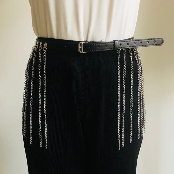 punk metal tassel waist for women black pu leather pin buckle adjustable chain belt girdle night club accessorie y200501, Black;brown
punk metal tassel waist for women black pu leather pin buckle adjustable chain belt girdle night club accessorie y200501, Black;brown