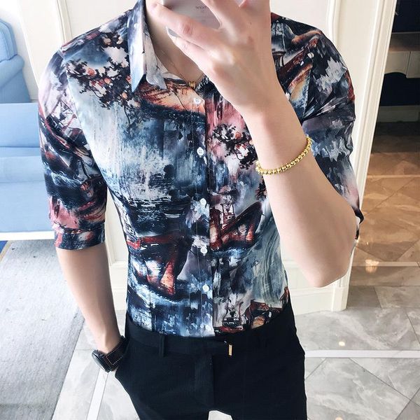 2021 summer new fashion tide ink painting male self-cultivation flower blue sleeve shirt nightclub seven part ing, White;black
2021 summer new fashion tide ink painting male self-cultivation flower blue sleeve shirt nightclub seven part ing, White;black