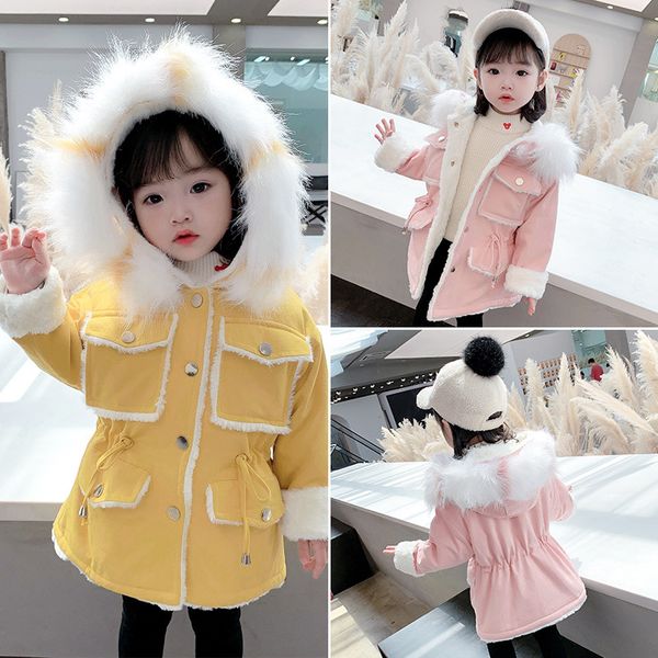 kids designer clothes girlsautumn / winter 2020 thickened waist collar medium long windbreaker girls' lambskin coat, Blue;gray
kids designer clothes girlsautumn / winter 2020 thickened waist collar medium long windbreaker girls' lambskin coat, Blue;gray