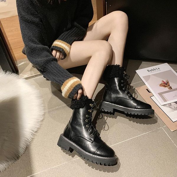 thi bottomed wool boots girl autumn and winter hair motorcycle cotton-padded shoes lady -40, Black
thi bottomed wool boots girl autumn and winter hair motorcycle cotton-padded shoes lady -40, Black