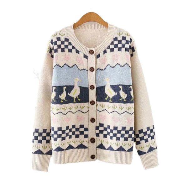 women's knits & tees women cardigans o neck cartoon duck embroidery casual sweater clothes 2021 winter sweet style female knitted, White
women's knits & tees women cardigans o neck cartoon duck embroidery casual sweater clothes 2021 winter sweet style female knitted, White