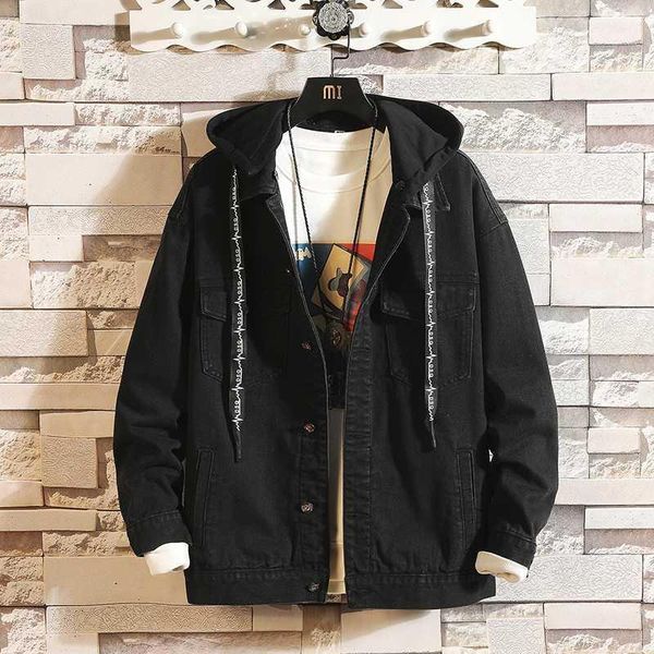 men's fashion street loose blue black hooded denim jacket men's hip hop solid color casual cotton denim jacket1, Black;brown
men's fashion street loose blue black hooded denim jacket men's hip hop solid color casual cotton denim jacket1, Black;brown