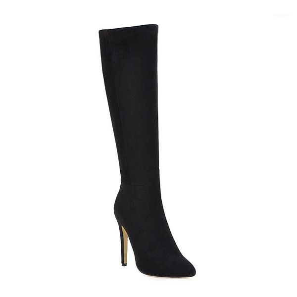 boots big size pointed high heel women woman winter shoes botas1, Black