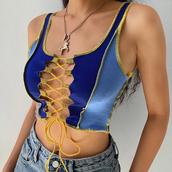 lace up sleeveless crop t shirt summer patchwork fashion t shirt women party clubwear summer streetwear 2020, White
lace up sleeveless crop t shirt summer patchwork fashion t shirt women party clubwear summer streetwear 2020, White