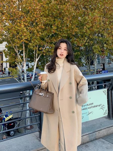 pumpkin valley office coat ~ woolen coat women's middle length 100 thread tsuen wool small man double faced cloth mn0052, Black 
pumpkin valley office coat ~ woolen coat women's middle length 100 thread tsuen wool small man double faced cloth mn0052, Black