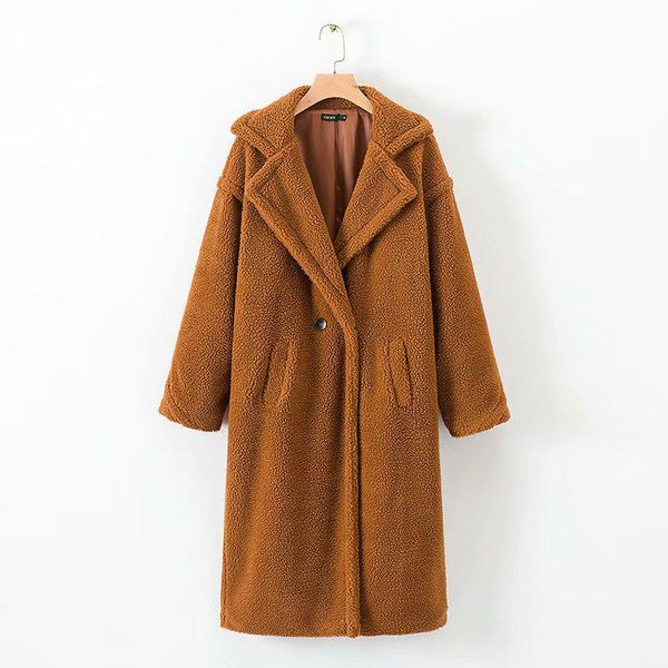 women's wool & blends winter women fashion teddy cashmere long coat female casual solid woolen caramel coats womens warm outwear mantea, Black
women's wool & blends winter women fashion teddy cashmere long coat female casual solid woolen caramel coats womens warm outwear mantea, Black