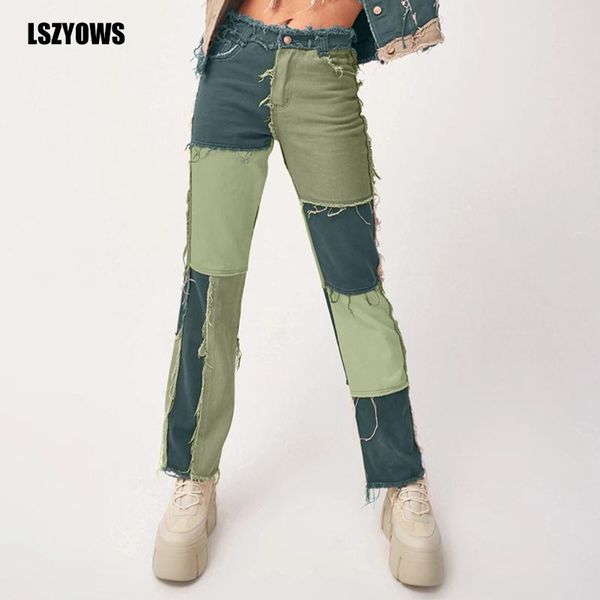 fashion patchwork straight leg jeans women high waist color block jeans female long denim pants trousers vintage streetwear, Blue
fashion patchwork straight leg jeans women high waist color block jeans female long denim pants trousers vintage streetwear, Blue