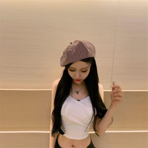 art retro beret korean edition autumn and winter leisure british versatile painter hat stripe bud hat ws-2559, Blue;gray
art retro beret korean edition autumn and winter leisure british versatile painter hat stripe bud hat ws-2559, Blue;gray