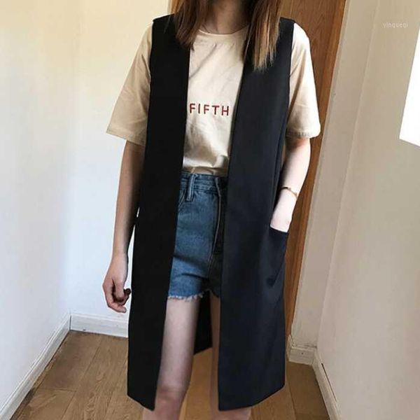 summer long suit vest women abrigo mujer elegant office ladies vest sleeveless gray black waistcoat jacket pockets coat da4751, Black;white
summer long suit vest women abrigo mujer elegant office ladies vest sleeveless gray black waistcoat jacket pockets coat da4751, Black;white