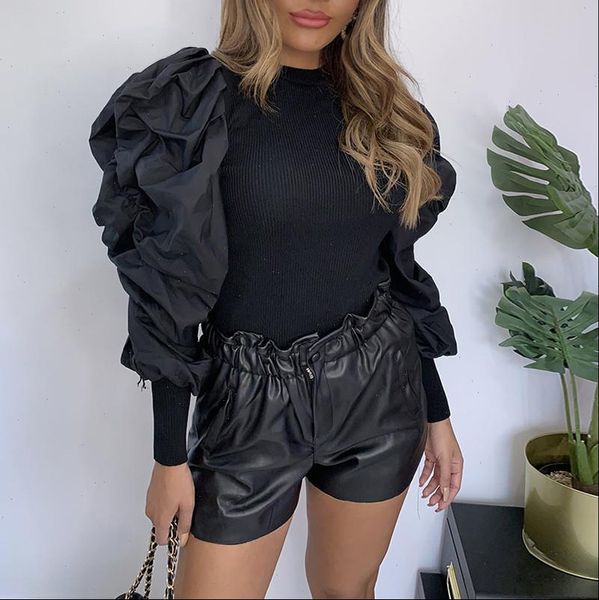 2021 new autumn women long puff sleeve crew neck shirt blouses ol ptachwork splicing slim knitted bodycon work shirt, White
2021 new autumn women long puff sleeve crew neck shirt blouses ol ptachwork splicing slim knitted bodycon work shirt, White