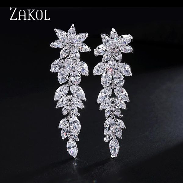 zakol luxury gorgeous marquise cluster flower shape cubic zirconia long dangle drop earrings for brides wedding jewelry fsep005, Silver
zakol luxury gorgeous marquise cluster flower shape cubic zirconia long dangle drop earrings for brides wedding jewelry fsep005, Silver