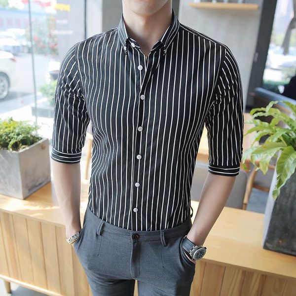 men's dress shirts striped shirt cotton men's male three quarter slim fit business smart casual cloth plus size 4xl cs551, White;black
men's dress shirts striped shirt cotton men's male three quarter slim fit business smart casual cloth plus size 4xl cs551, White;black