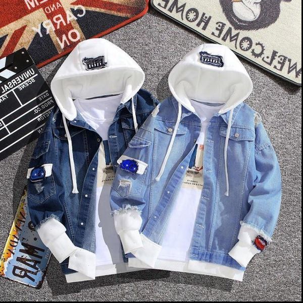 hooded basic coat bombers vintage fabric patchwork denim jacket women cowboy jeans 2021 autumn frayed ripped hole jean jacket, Black;brown
hooded basic coat bombers vintage fabric patchwork denim jacket women cowboy jeans 2021 autumn frayed ripped hole jean jacket, Black;brown