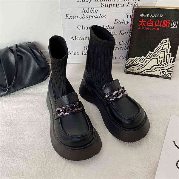 dress shoes women sock boots for autumn flat black pu british style metal chain fashion 2 9
dress shoes women sock boots for autumn flat black pu british style metal chain fashion 2 9