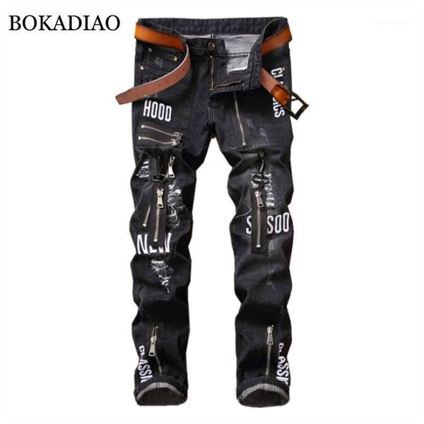 men's jeans bokadiao man's fashion zipper punk embroidery straight for men distressed ripped pants wild slim denim trousers male1, Blue
men's jeans bokadiao man's fashion zipper punk embroidery straight for men distressed ripped pants wild slim denim trousers male1, Blue