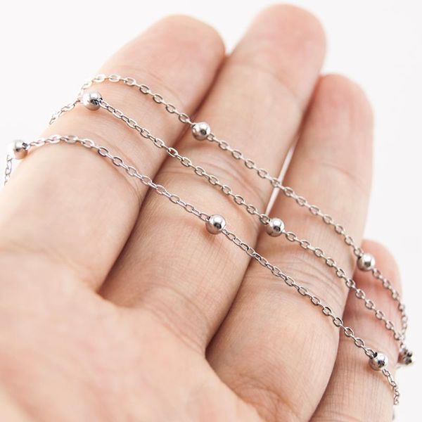1.2mm women thin necklace stainless steel chain rolo cable chain with space ball sell in 5 meters diy jewelry accessories, Silver
1.2mm women thin necklace stainless steel chain rolo cable chain with space ball sell in 5 meters diy jewelry accessories, Silver